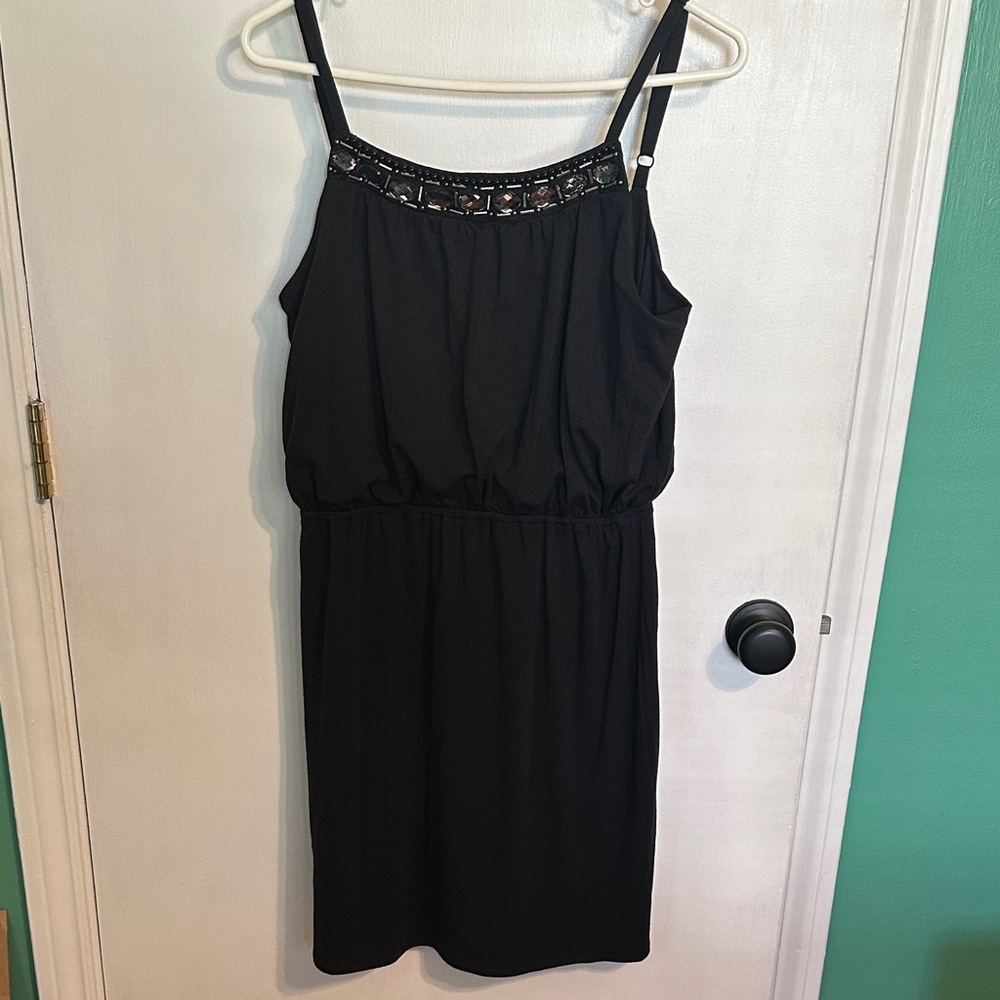0145 Cato Black Midi Dress with Silver Accents women’s size medium